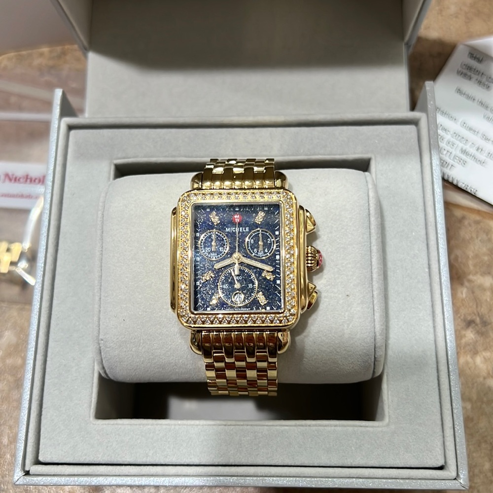 Michele Deco Watch with beveled diamonds